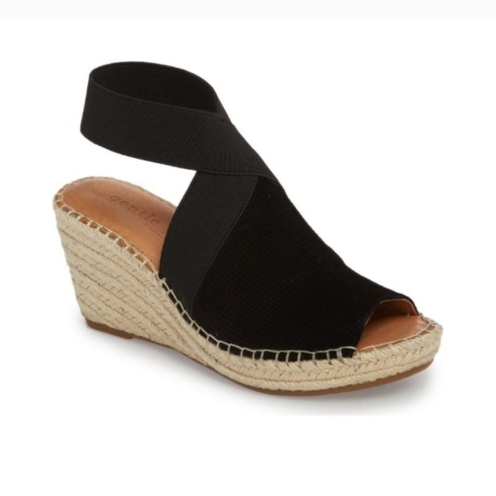 Gentle Souls Sandal Women 8 Colleen Espadrille Wedge Leather Ankle Strap Core Ex